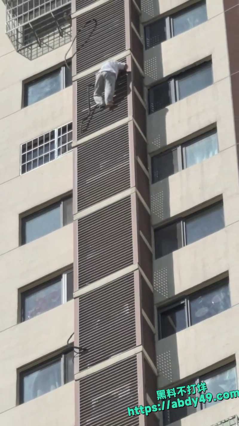 老太太高空爬墙心理素质真好5
