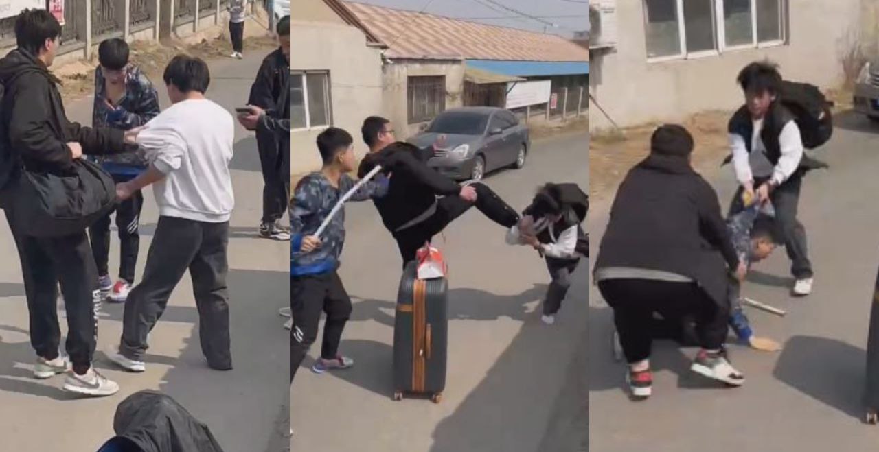 小伙赤手空拳 1V2毫不畏惧且越战越勇 全程满嘴国粹竟打的对方不敢还手！