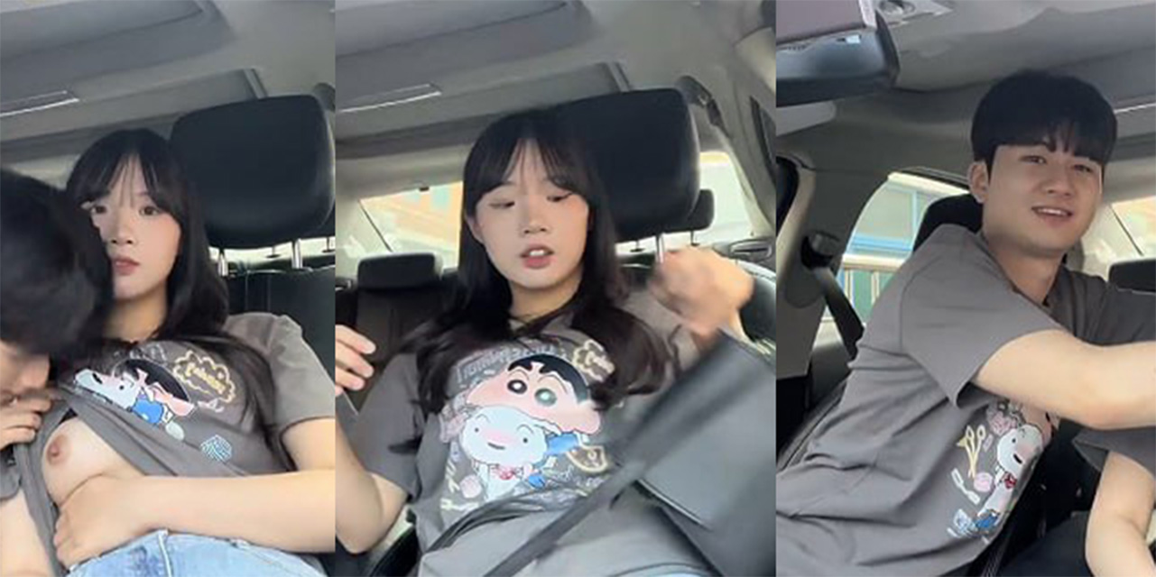 韩国素人小情侣 车内穿着蜡笔小新t恤吃奶子 带着眼罩口交后入无套爆操
