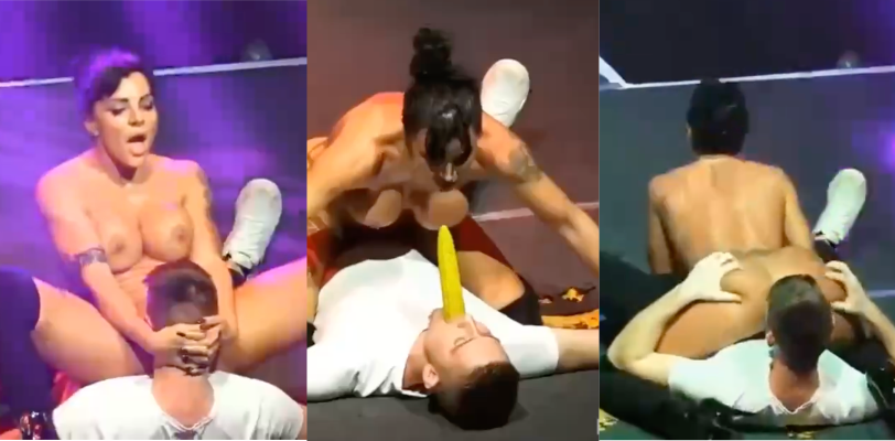 女子舞台特别表演 男子懵逼刚刚不是在打架么 怎么在我头上日逼