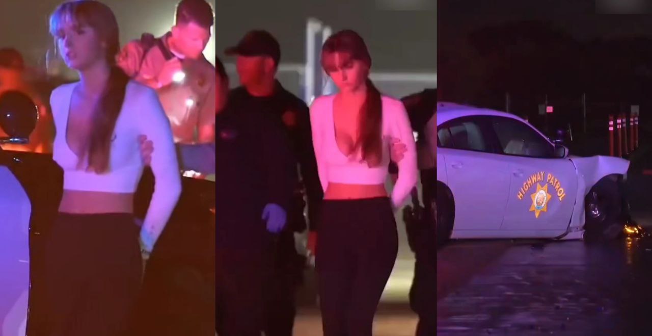 美国加州高速与警察追逐撞车女火了 网友表示她不仅撞了警车也撞进了我的心