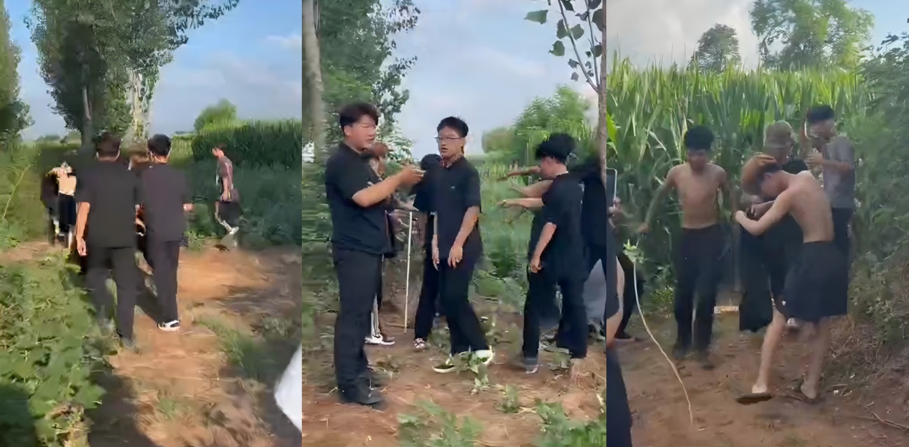 山间小路惊心一幕 瘦弱小伙被围殴 鼻血直流还被逼喊爸爸