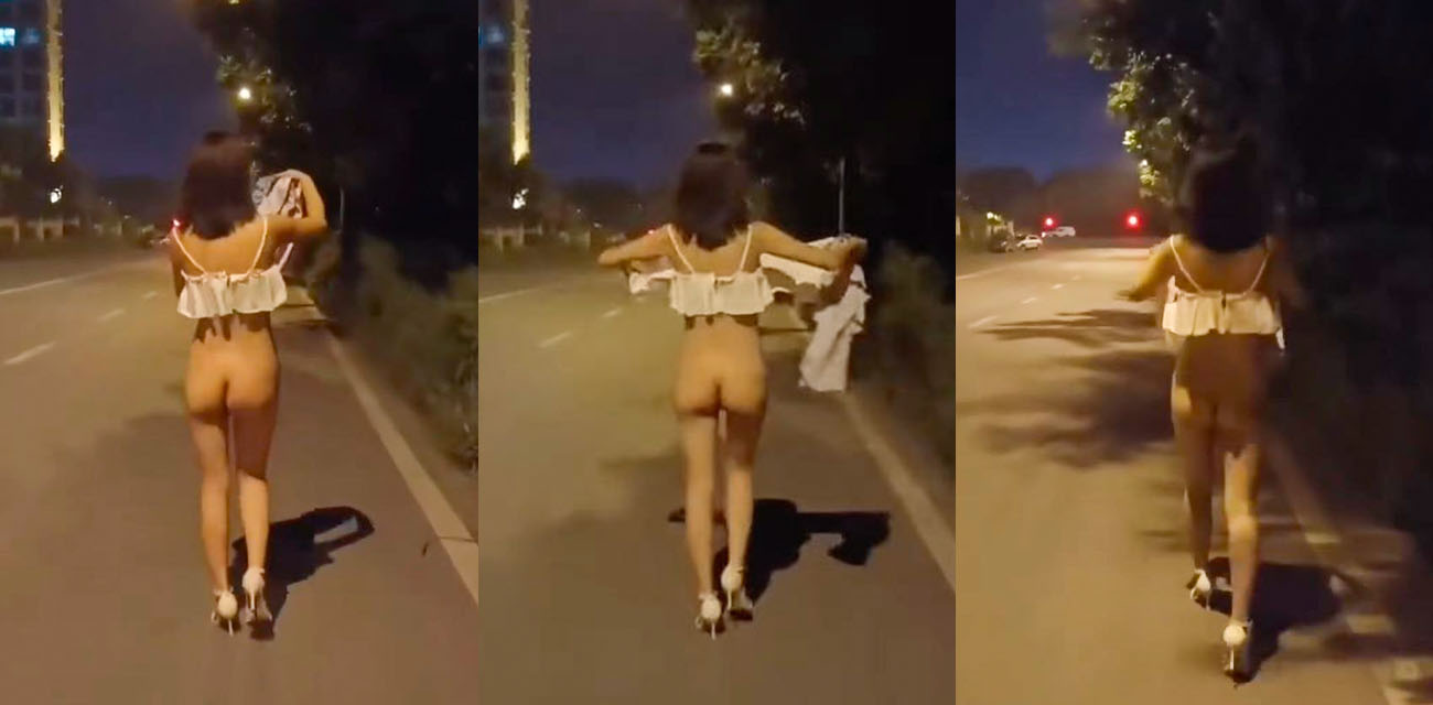 这又是哪位大神下达的任务 深夜街头惊现裸女 自信露出全然不顾行人眼光