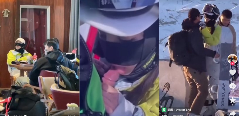 新疆 阿勒泰市 将军山 滑雪场 黄绿ak 缆车上口爆