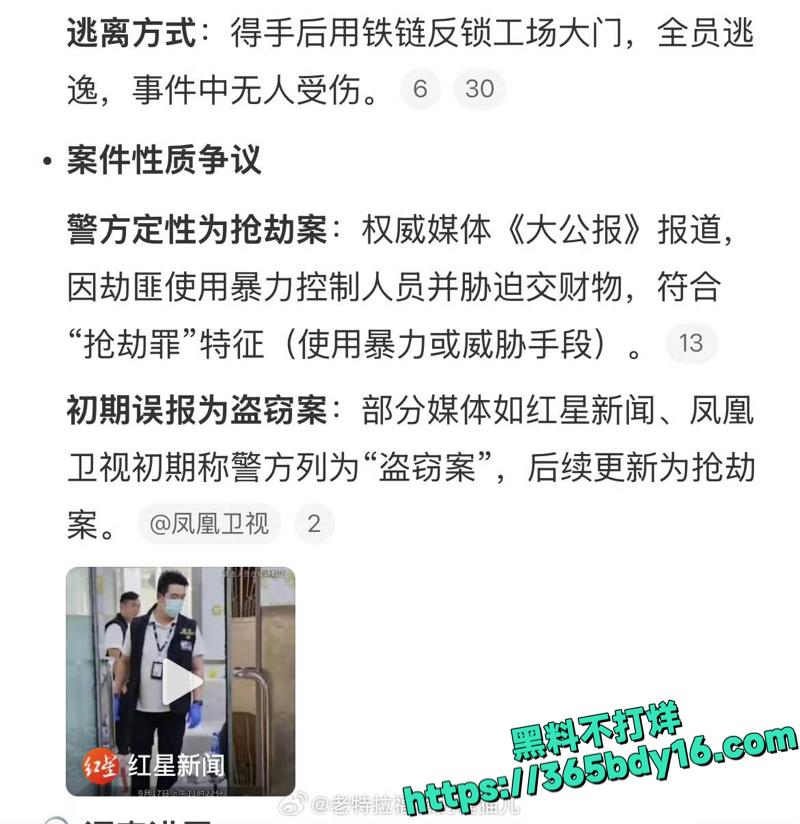 17悍匪抢走65公斤黄金8.