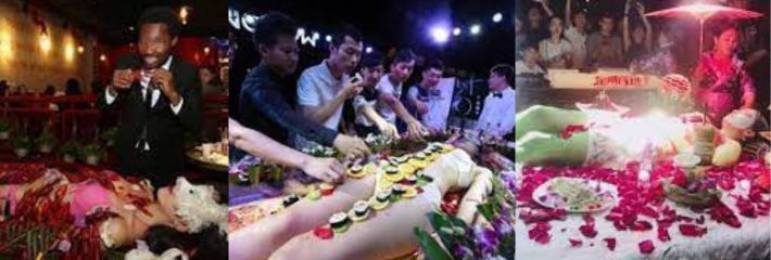以人身为容器以食物为饰品 这样一顿盛宴吃的是艺术 玩的是逼格