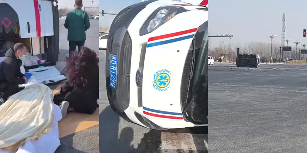 邯郸救护车闯红灯跟出租车相撞 里面的病人被撞死了 太惨了