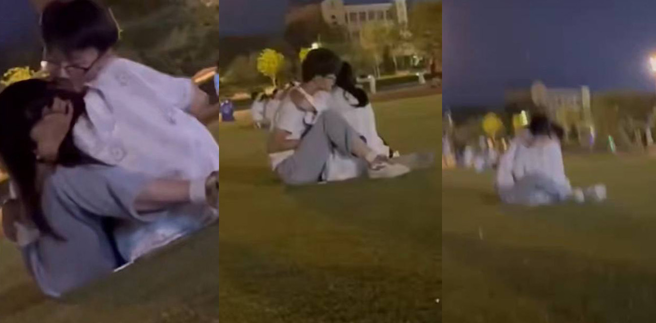 小情侣在操场缠绵半个小时 男的也是上头了 直接现场让小仙女给口
