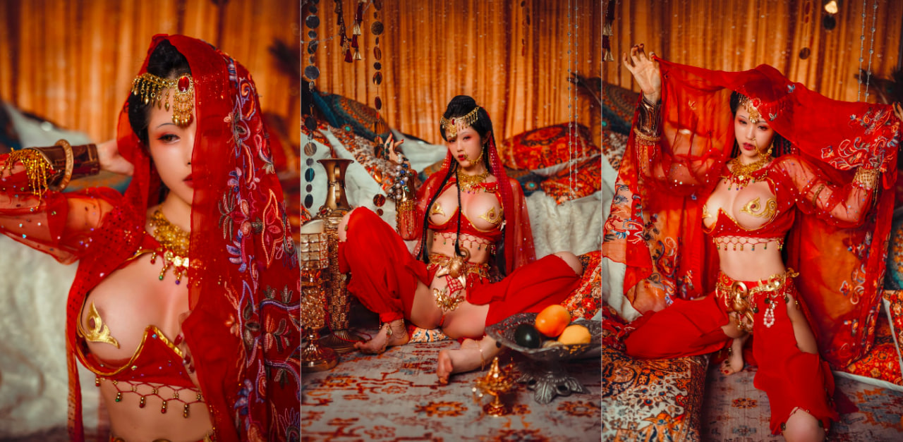 福利姬 钛合金TiTi 在体验塞上红鸾异域风情！裸露大奶骚穴诱惑力十足～