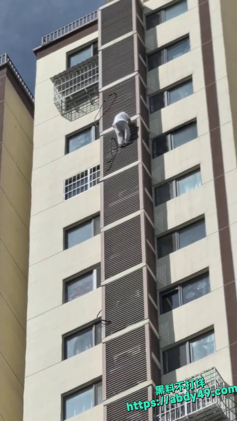 老太太高空爬墙心理素质真好2