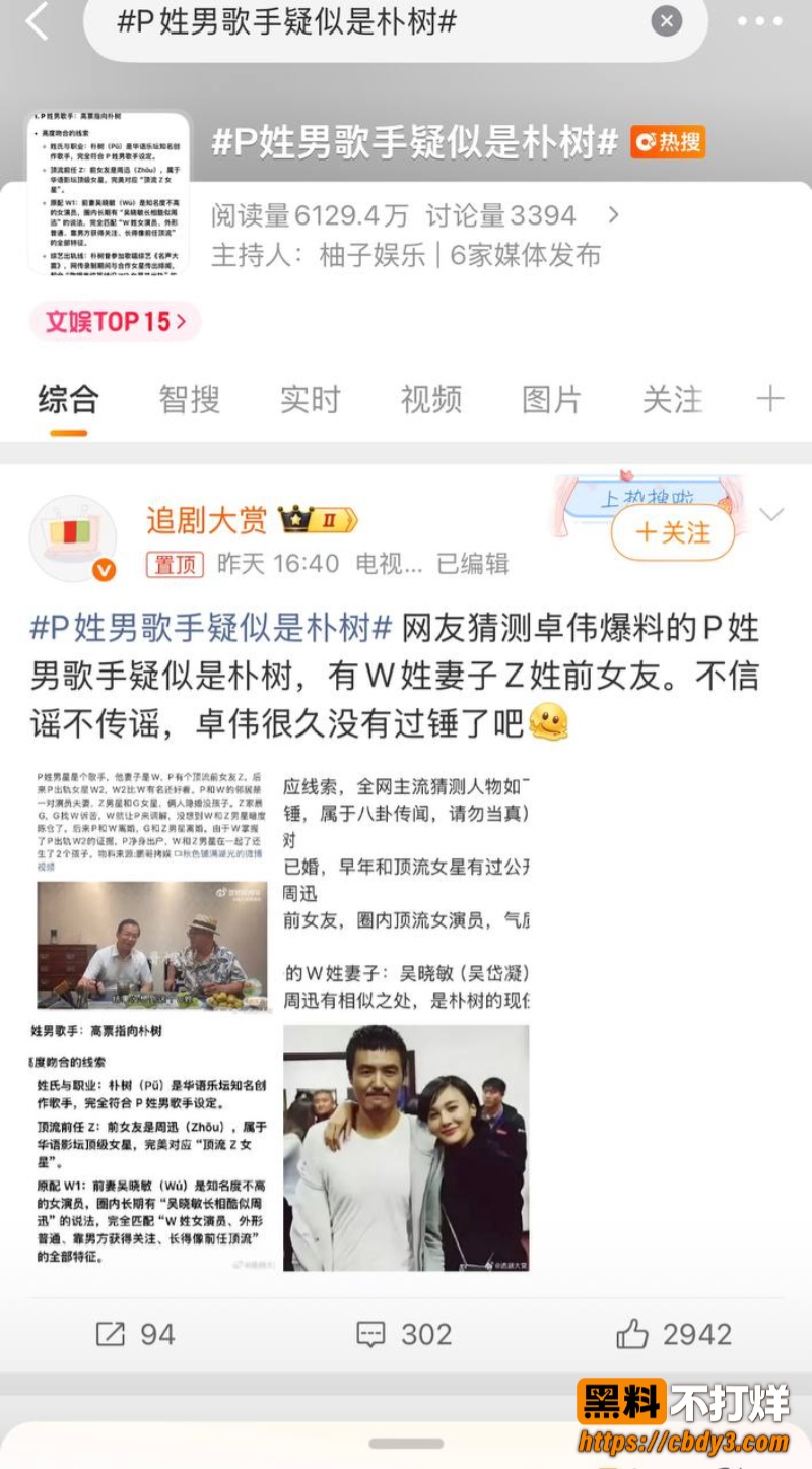 歌手朴树出轨演员王子文01