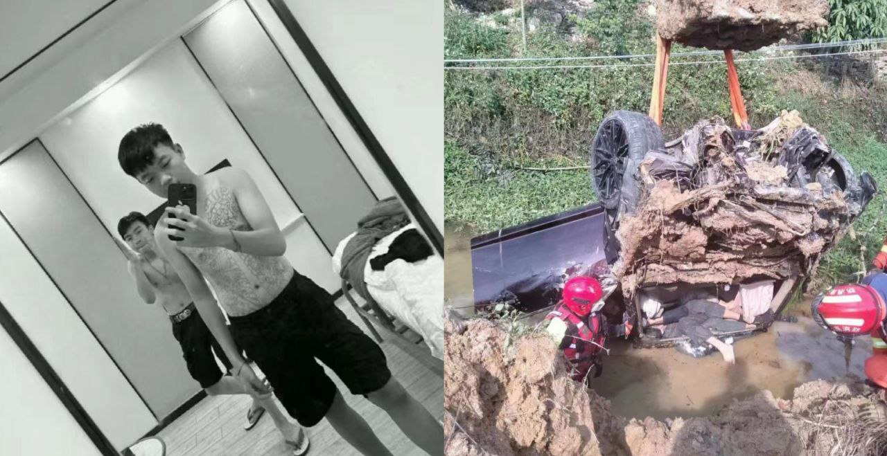 可怜白发人送黑发人 云南满飞龙地区 5个精神小伙开着捷豹装逼 发生重大车祸 翻进水沟全部身亡