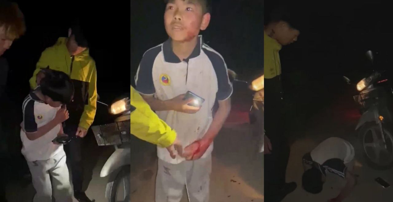 河北邢台威县几个社会小伙霸凌初中生且大胆拿刀子捅 威逼利诱其受害人跪地磕头！