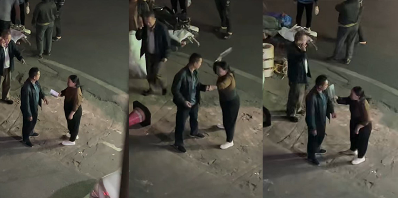 广西南宁街头砍手事件 女子护仔拿菜刀找男子讨说法 多次夺刀被砍手