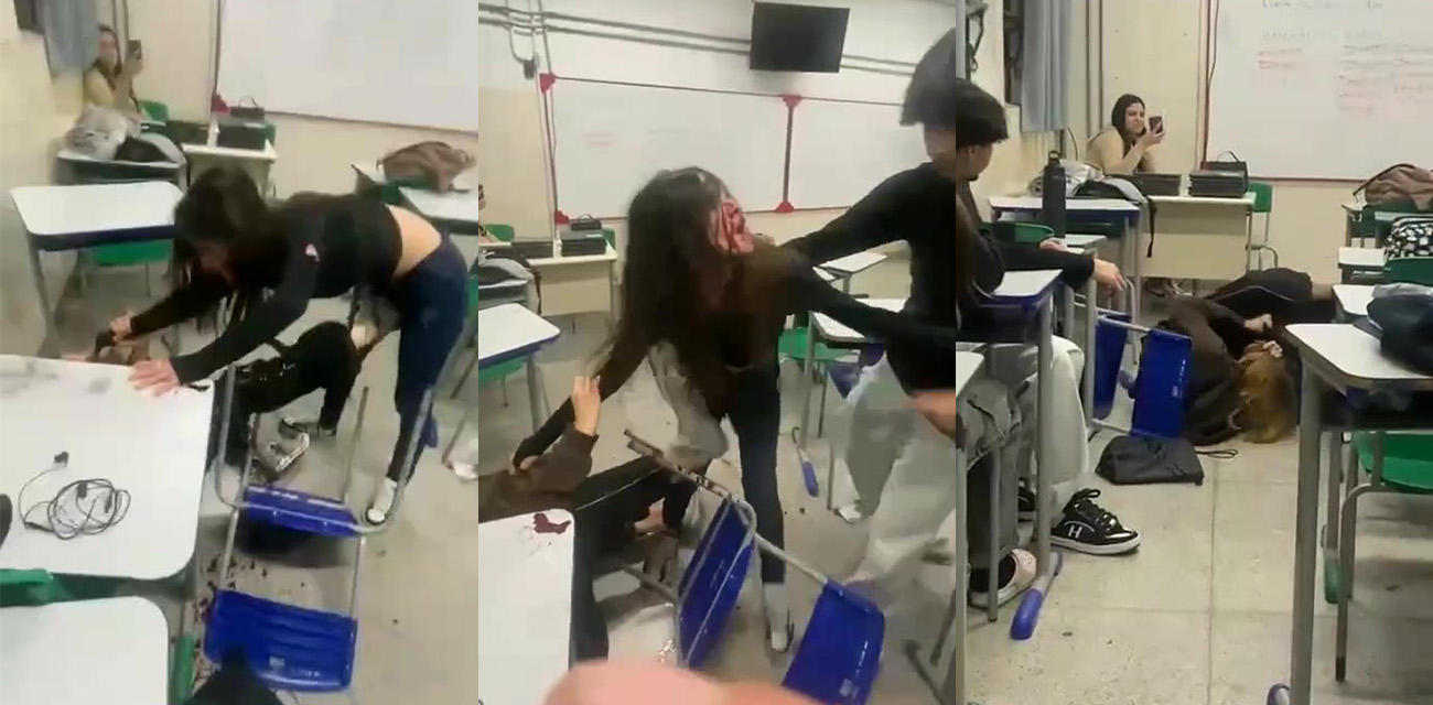 外国女生课堂打架视频在网络疯传 铅笔猛戳对方面门 鲜血流得到处都是