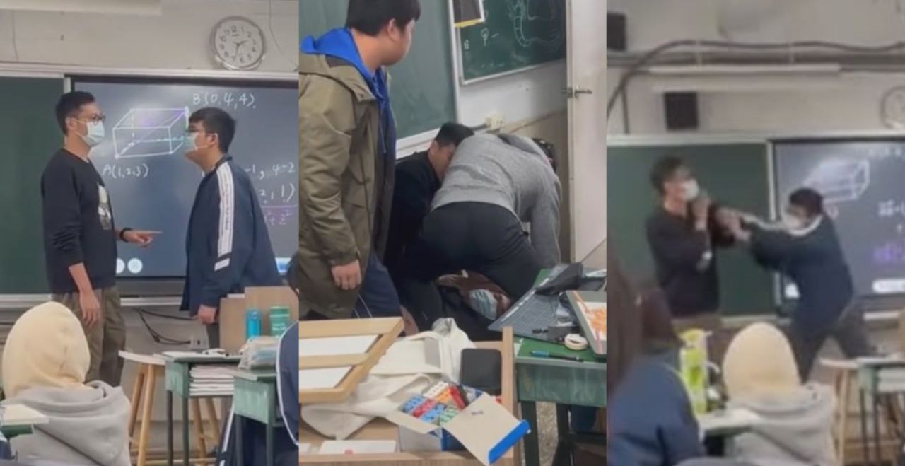 台湾高中生的疯狂作为～课堂上一言不合就出手暴打老师被全程录像拍下！