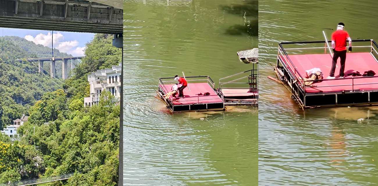 惊魂瞬间 宜昌蹦极绳断裂游客直坠江中 撞栏落水血迹冒出 景区紧急停业