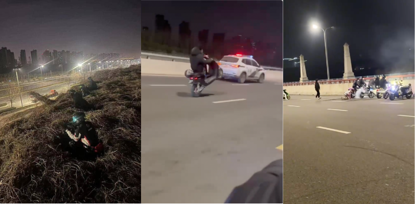 郑州奥体精神小伙骑着摩托在马路上偶遇警察 电摩大队随即开始上演挑战 阿sir 名场面！