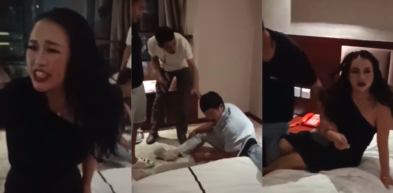 抓奸现场！女子偷情被老公发现，进入酒店抓着用鞋底疯狂抽打！
