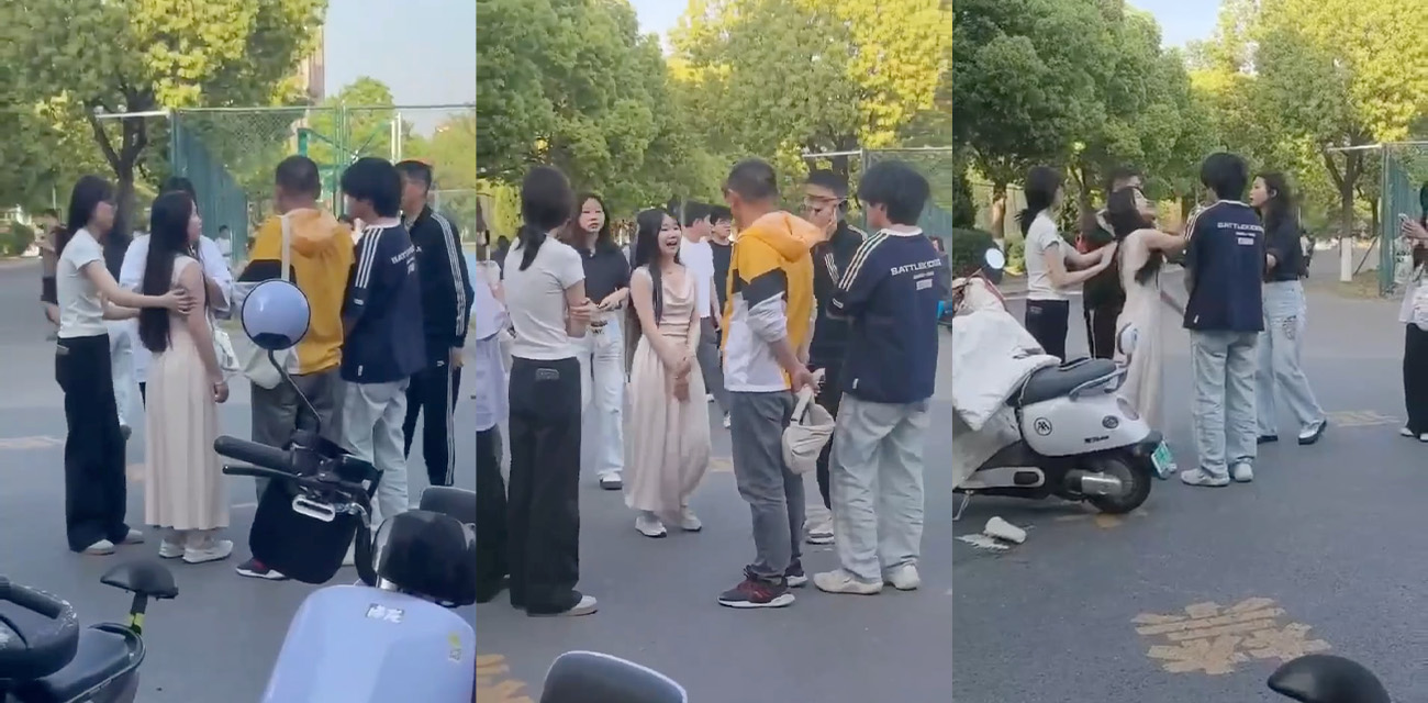 滁州某学院渣男脚踏多只船 被女友在大庭广众之下怒扇耳光 现场多角度视频流出