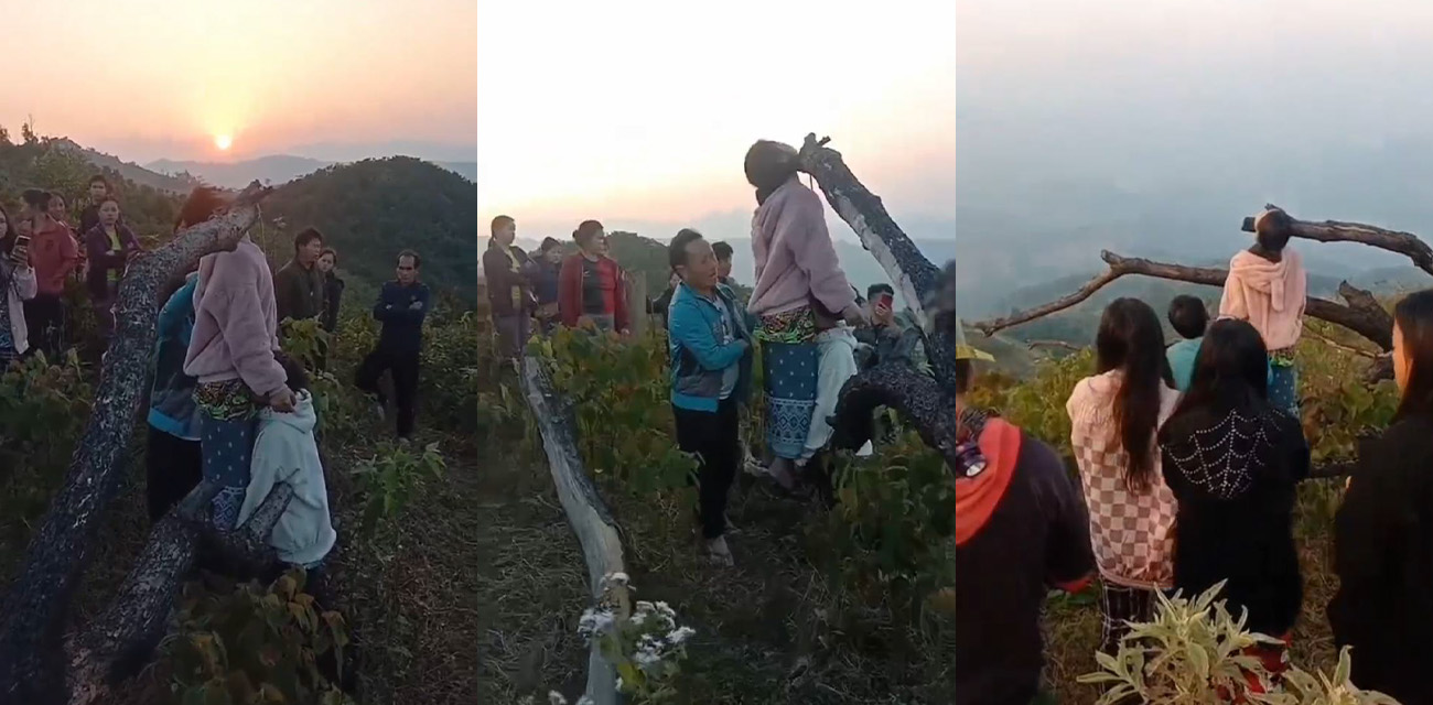 苗族小情侣因家中父母反对婚事 在村口山坡老枯木上吊殉情 人间无法相守地府永远相伴