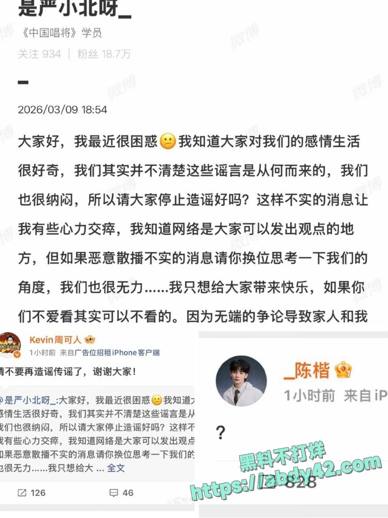 严小北被前任陈楷实名爆料1