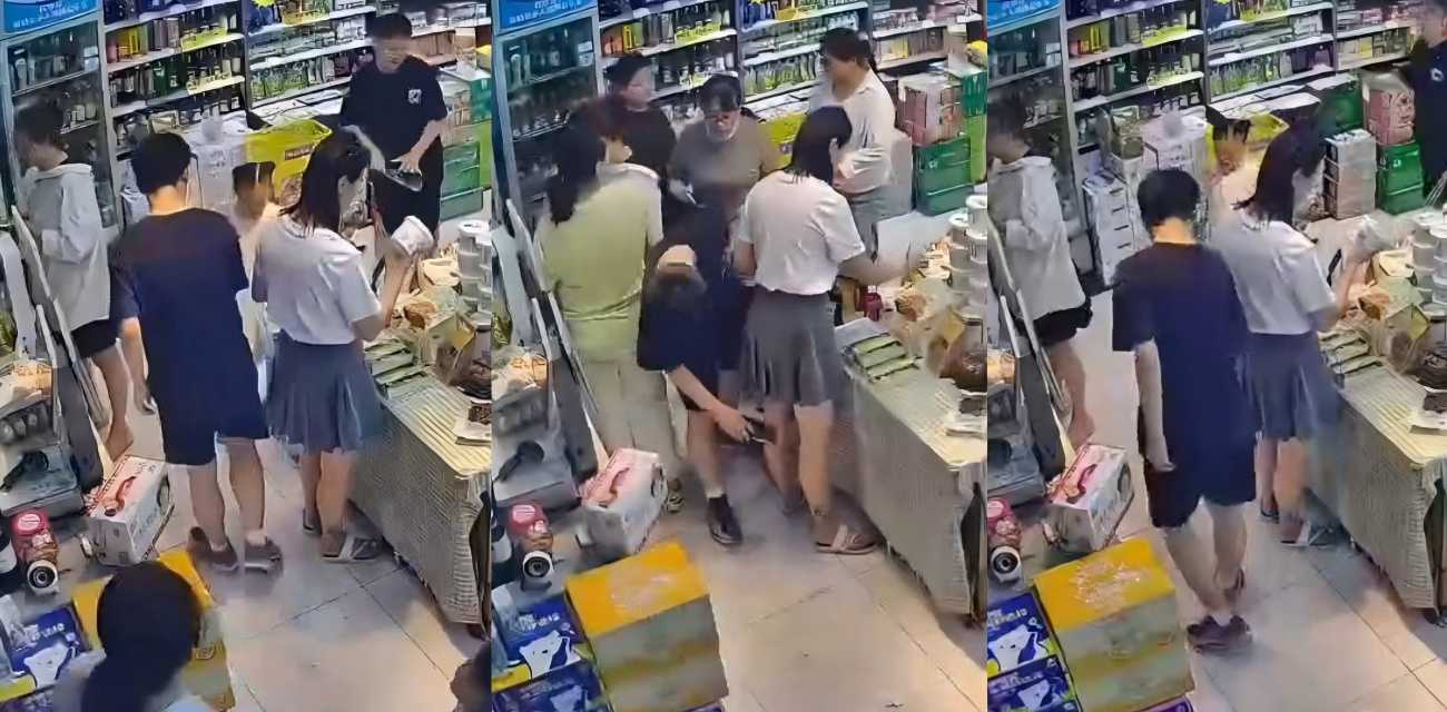 冻品店惊现屌丝男 少妇裙底被手机偷拍 监控全录下 太胆大