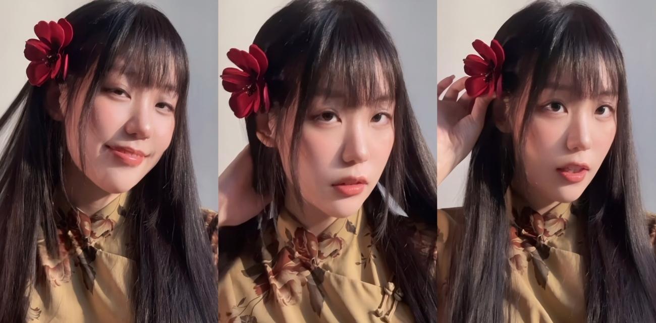 玉米开档丝袜挑逗嫩穴 旗袍红花长发诱惑 手指挑弄湿漉漉 超绝阿黑颜