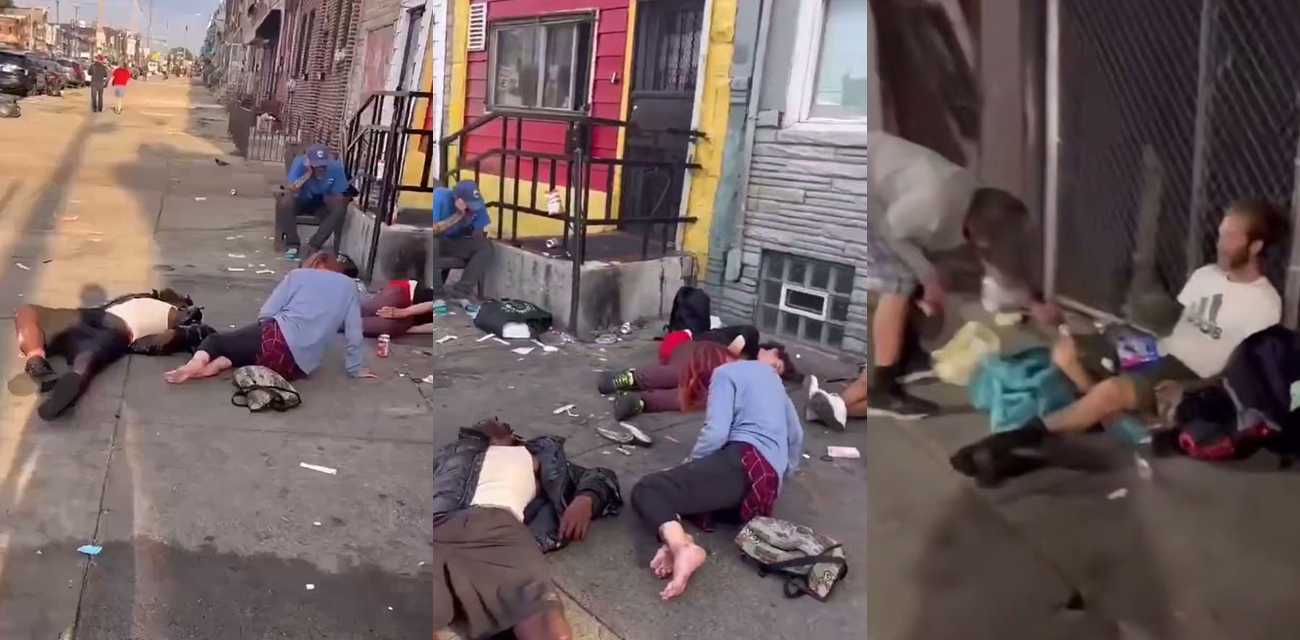 美国斩杀线街头实拍 费城肯辛顿瘾君子遍地僵尸状态路人拍摄触目惊心