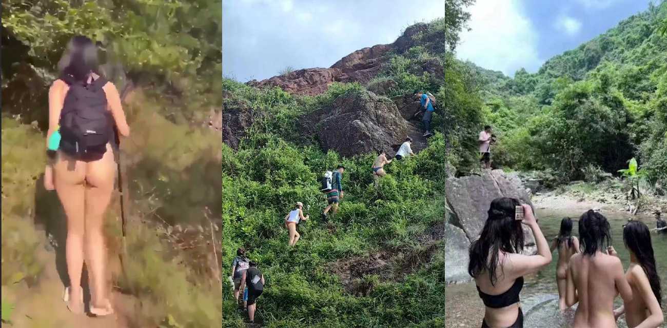 女媛无处不在 最近火热的登山媛 竟然身穿比基尼丁字裤 更是火速出圈