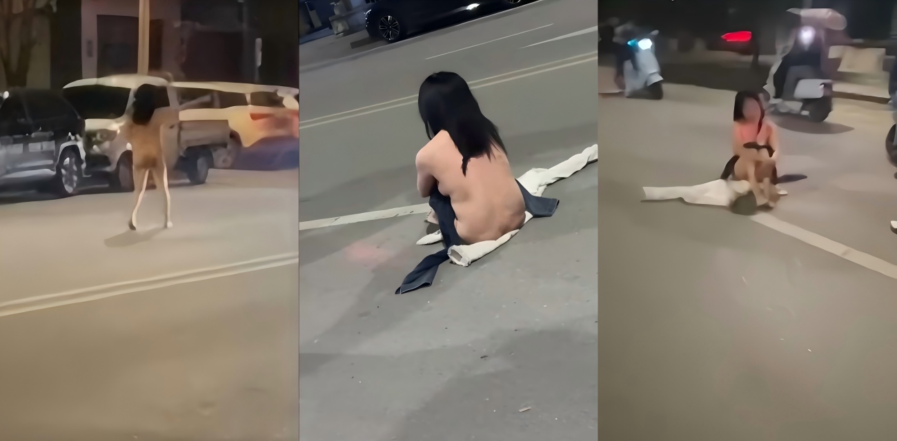 广西深夜街头裸奔女子曝光 丈夫出轨生子 妻子情绪崩溃当街失控