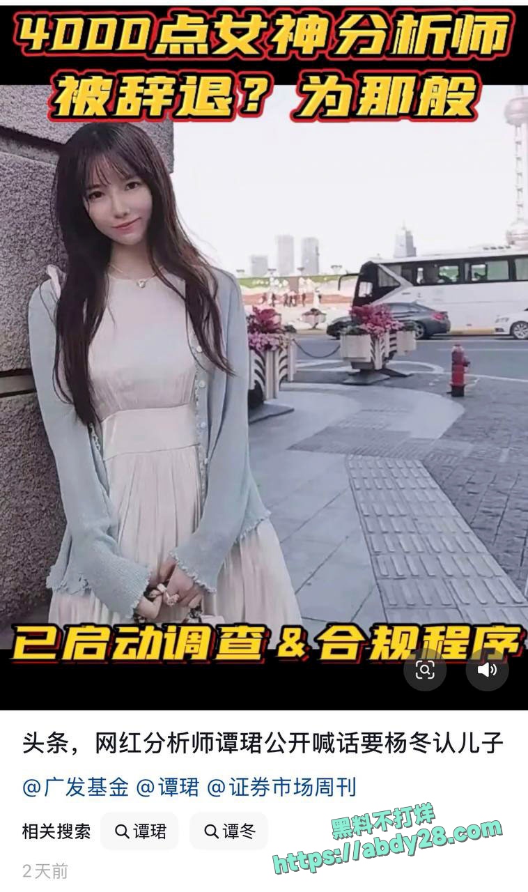 4000点分析师谭珺爆料怀了广发基金杨冬孩子 28
