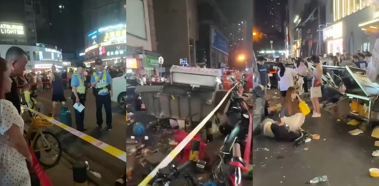 武汉江汉路惊魂夜 私家车失控撞飞10多人 车底还压2人 场面吓到腿软
