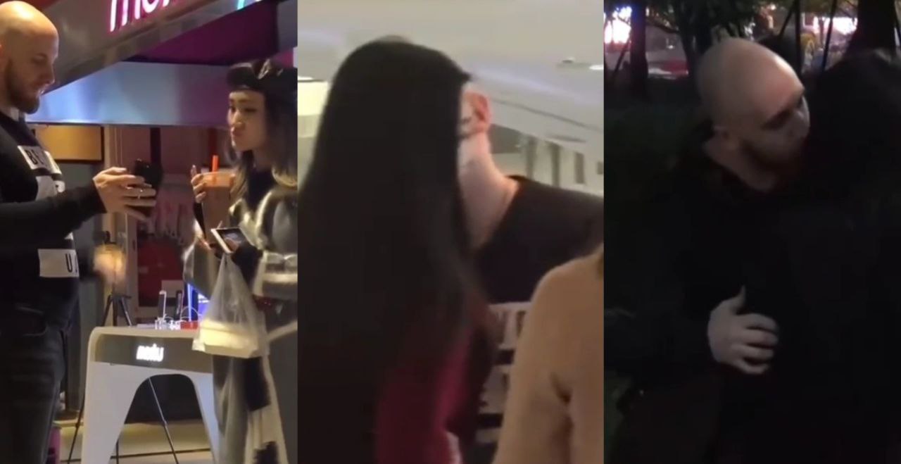 两老外在上海街头发起吻够一百名陌生中国女孩挑战 令人意外的是他们居然挑战成功？