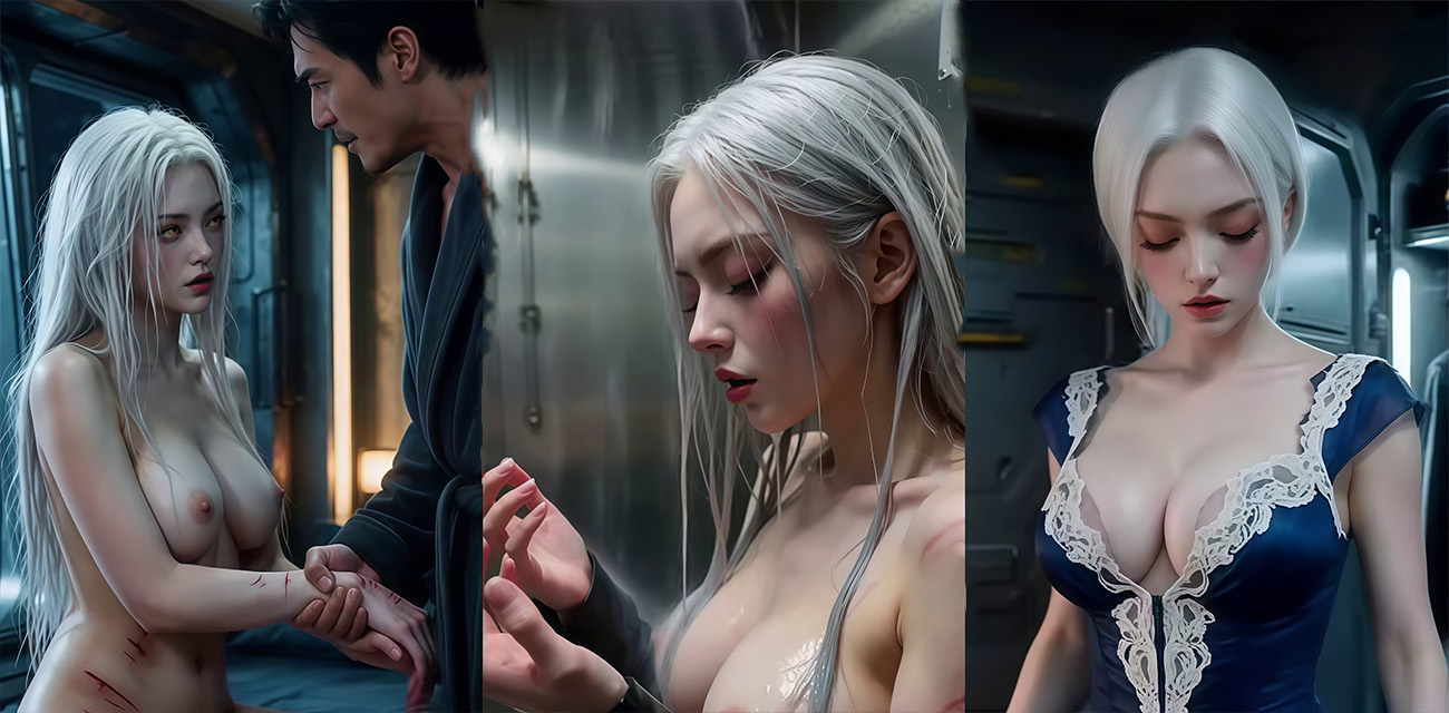 高质量AI成人短剧 女武神的激情之夜 性感的白发女武神群P性爱现场