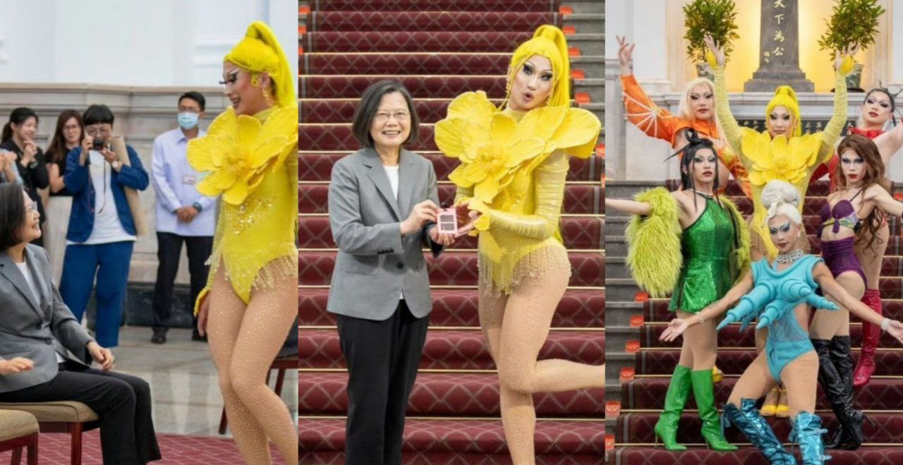 蔡英文邀请变装皇后妮妃雅温德 在总统府孙中山像前跳艳舞 真的是亏先人啊