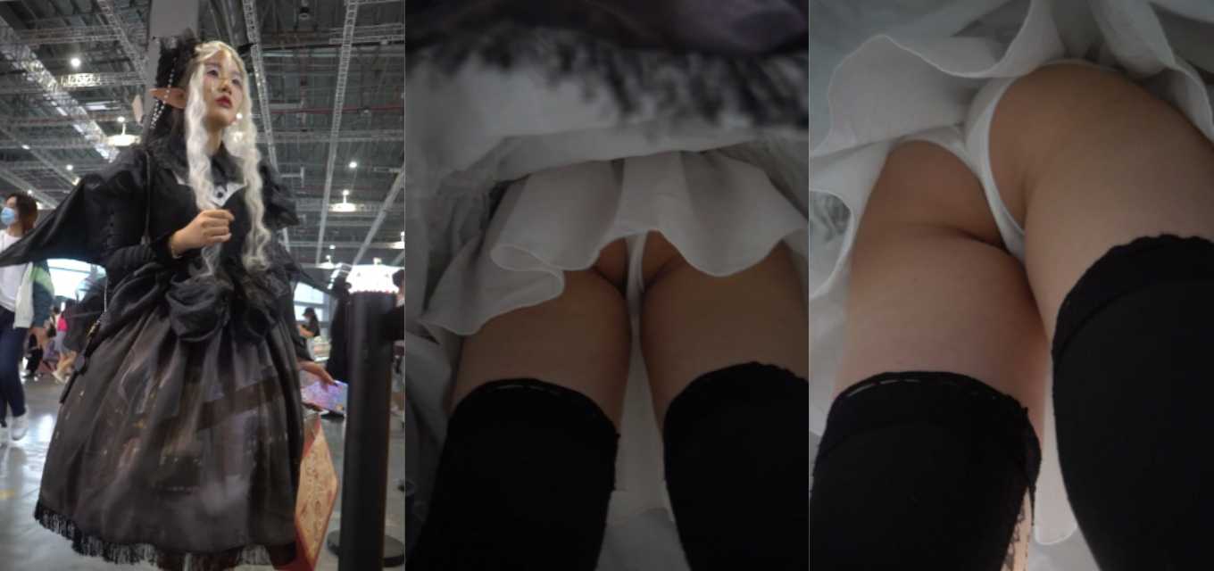 漫展少女抄底偷拍 超可爱二次元洛丽塔少女裙底春光乍泄 肥臀将内裤夹成丁字裤