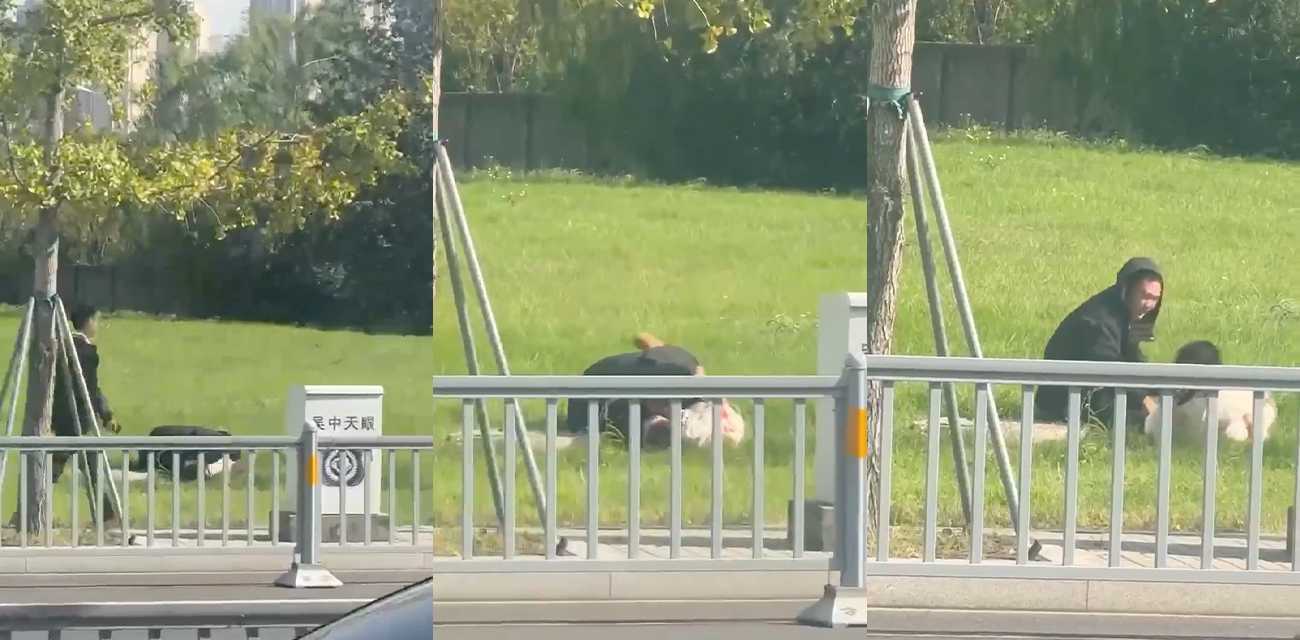 江苏吴中男子公园里精虫上脑霸王硬上弓女友 女友极力反抗咒骂才避免上演活春宫