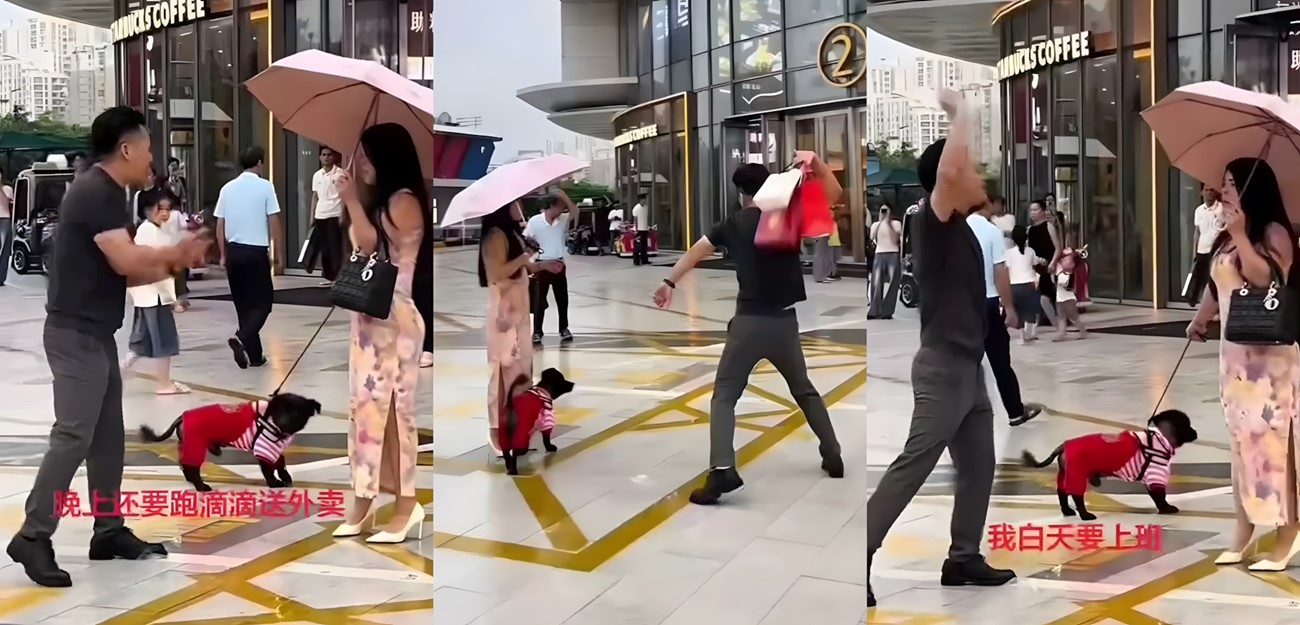 漳州商场门口当街对骂 男的怒问包包谁买的 自称活得不如一条狗