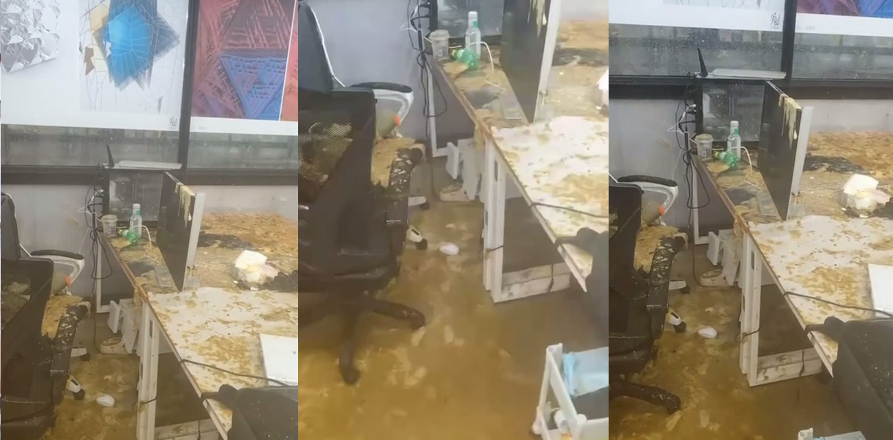 中国美术学院良渚校区 学生上自习 头顶粪管爆炸 瞬间更具有艺术气息了