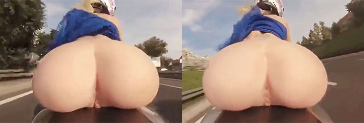 骑摩托车露出，坐在妹子后面，那一定是爽得不要不要得