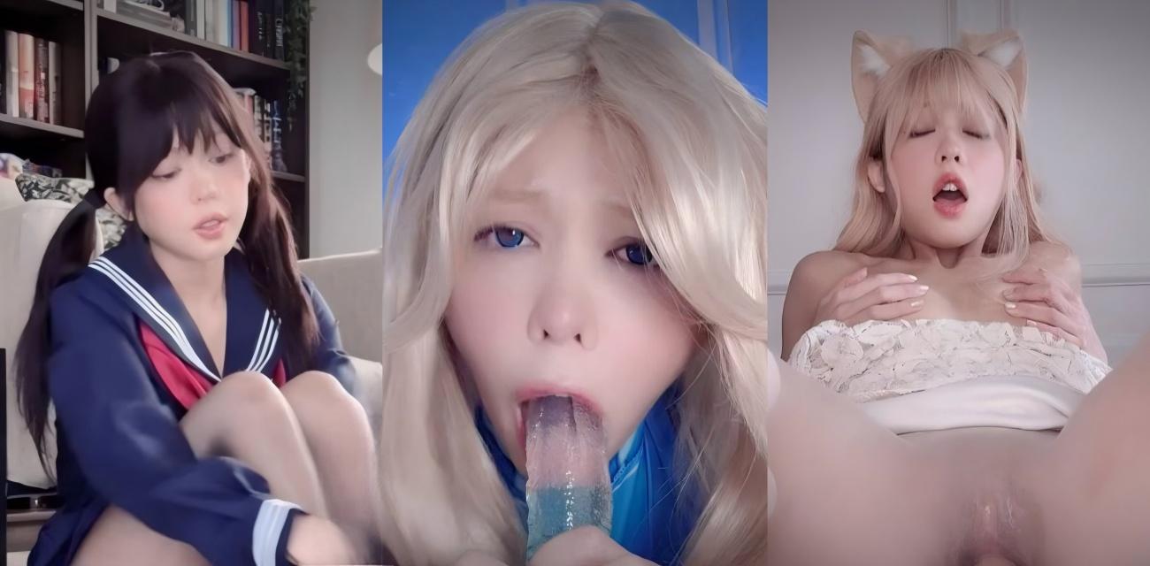 高颜值萌妹KittyxKum JK黑丝足交自慰 炮机狂插丝袜破洞 超刺激