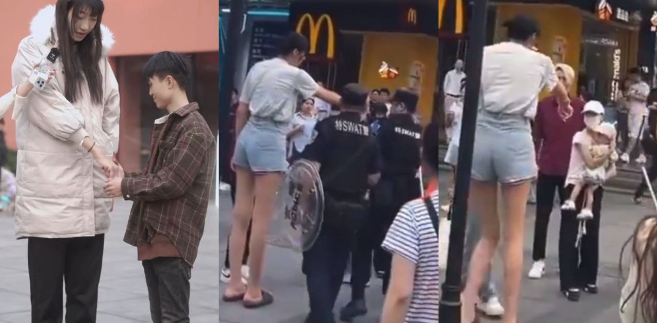 重庆百万粉网红女巨人杨茂玥 男友赵子浩出轨并生子 被堵在步行街暴打太解恨了