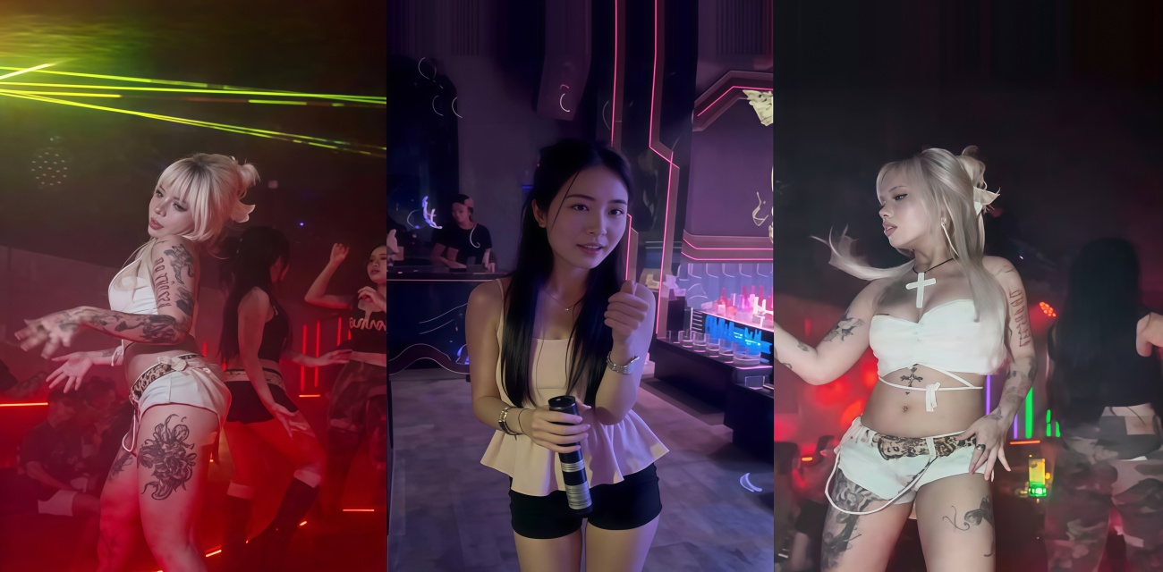 金发纹身精神小妹 夜店狂热舞动 扭腰抬腿白色露脐豹纹 火辣撩人现场