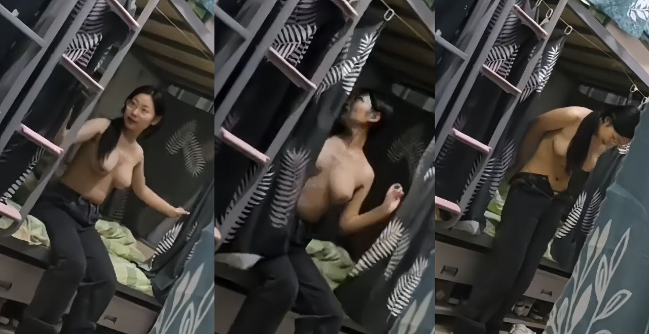 精神小伙指使女朋友偷拍室友换衣服 这奶子太大了，好想抓一把