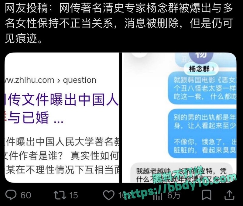 人大清史教授杨念群塌房大瓜39