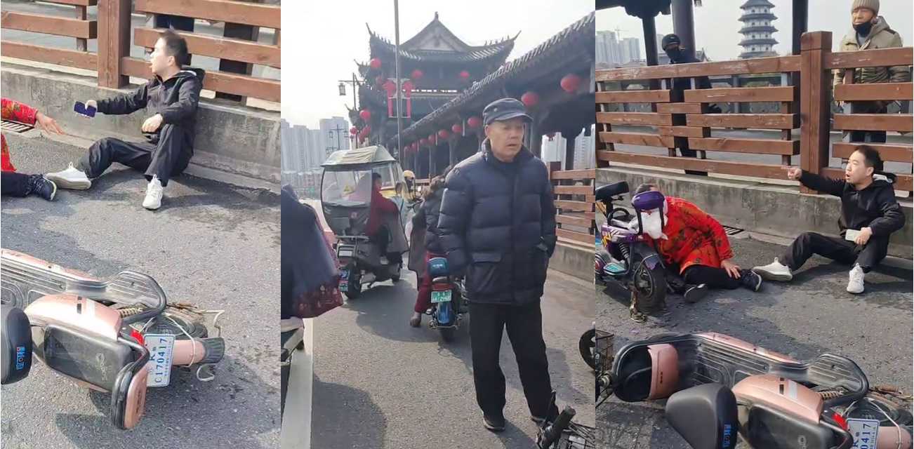 年轻男子追尾老人起争执 情绪当场失控 看见旁边有河 极端行为直接跳了下去