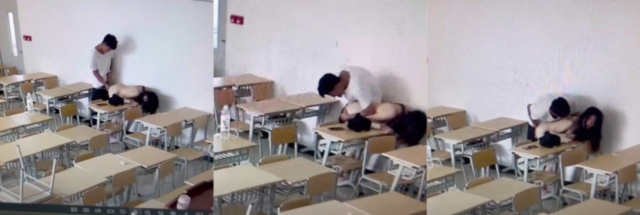 重磅新瓜 山东招远 烟台黄金职业学院 小情侣教室啪啪被监控拍到曝光