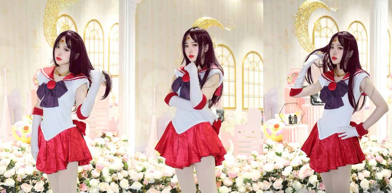 清纯极品白虎嫩妹米胡桃火野丽Cosplay新作 红裙白丝美少女战士被男友按住猛干中出