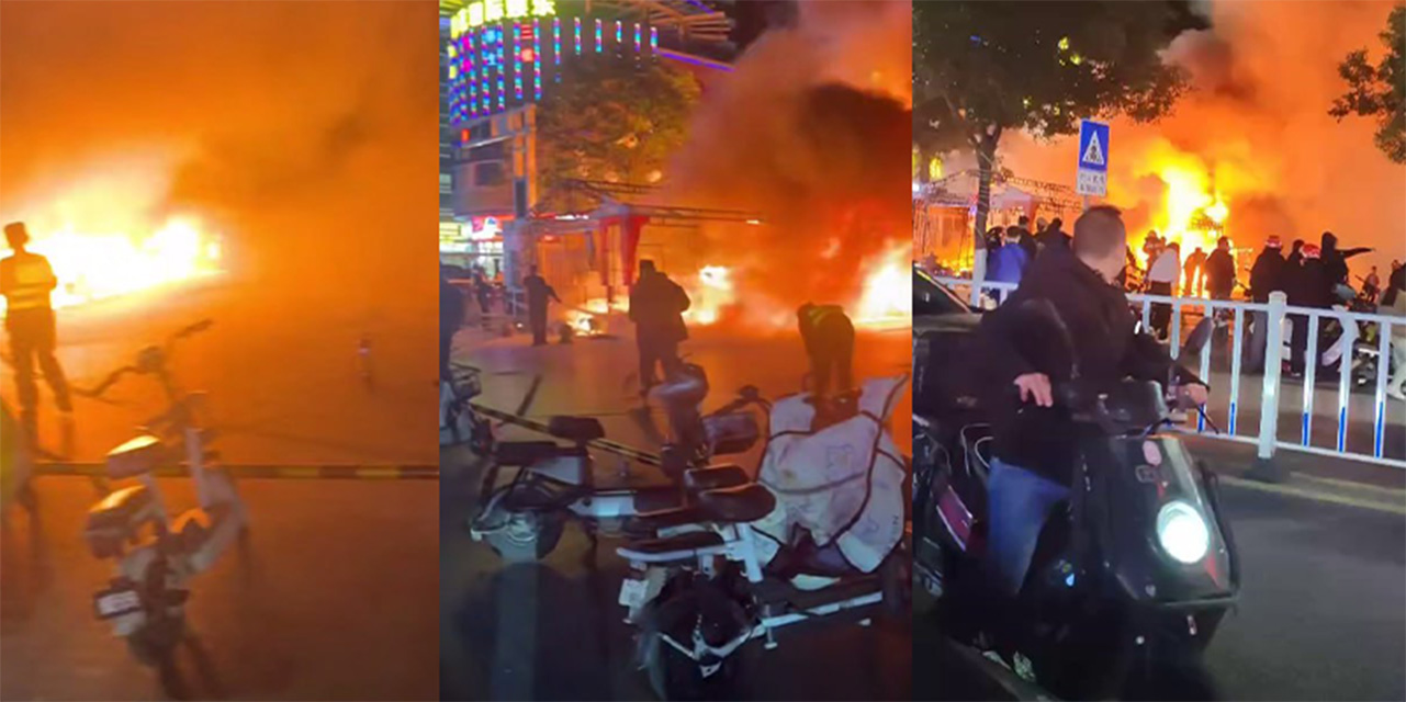 广东肇庆市高新区大旺广场 羽绒服特卖区起火 火势汹涌黑烟滚滚